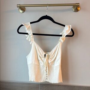 Elegant Cream Ruffled Women's Top